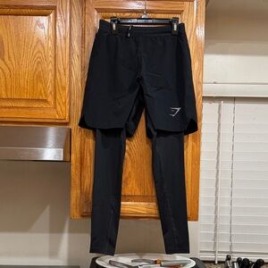 NWT MEN’s Gymshark Black Performance Shorts 2 in 1 size SMALL (28-30)